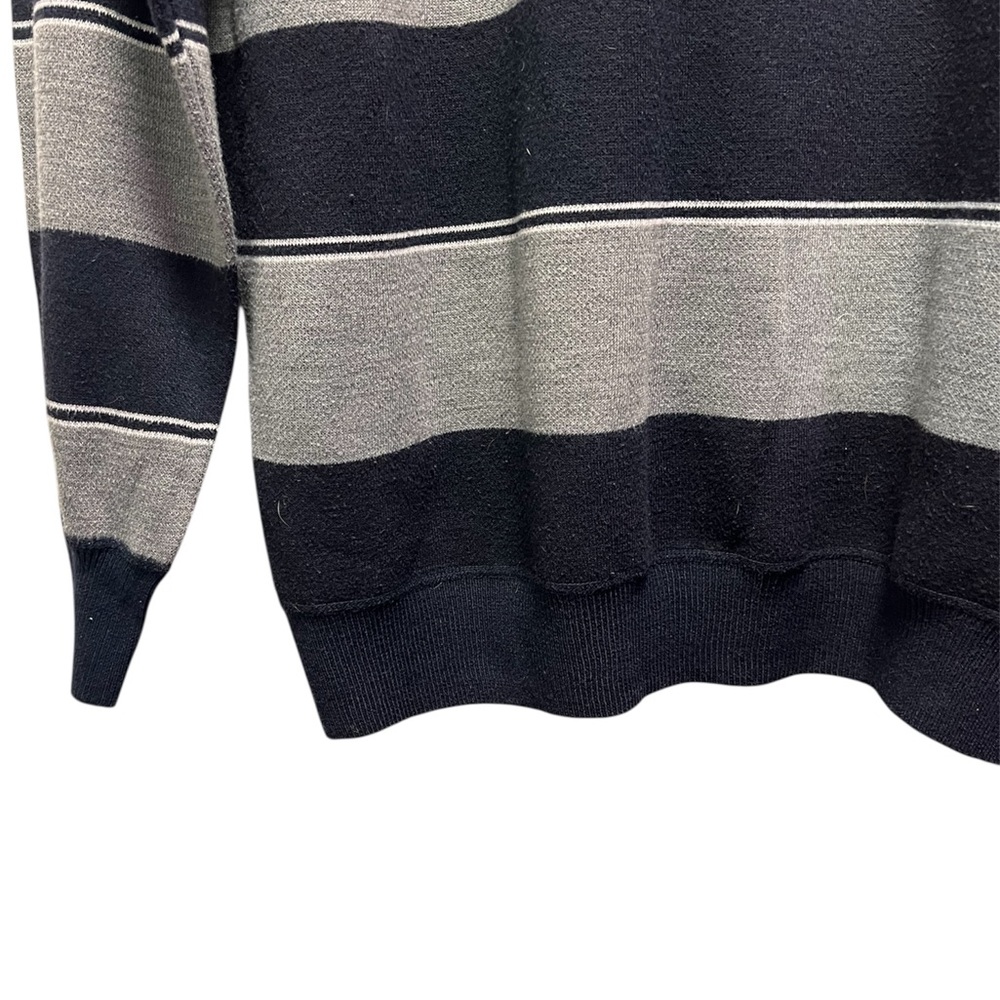 Silver Needle Men's XXL Navy Blue and Gray Striped 1/4 Zip Pullover Sweater - Picture 3 of 7